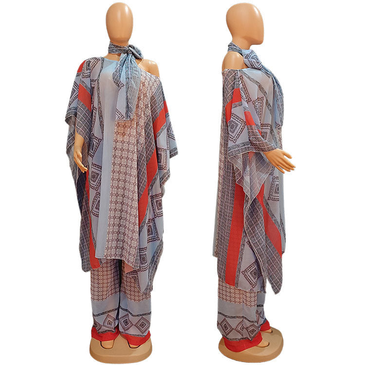 Ensemble deux pièces en mousseline à imprimé floral