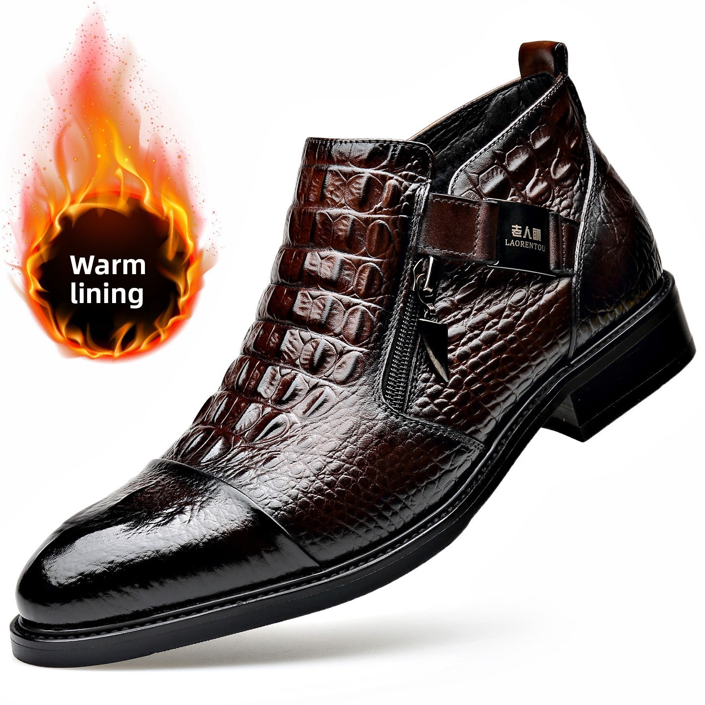 Bottes Chelsea décontractées en cuir véritable doublé de molleton
