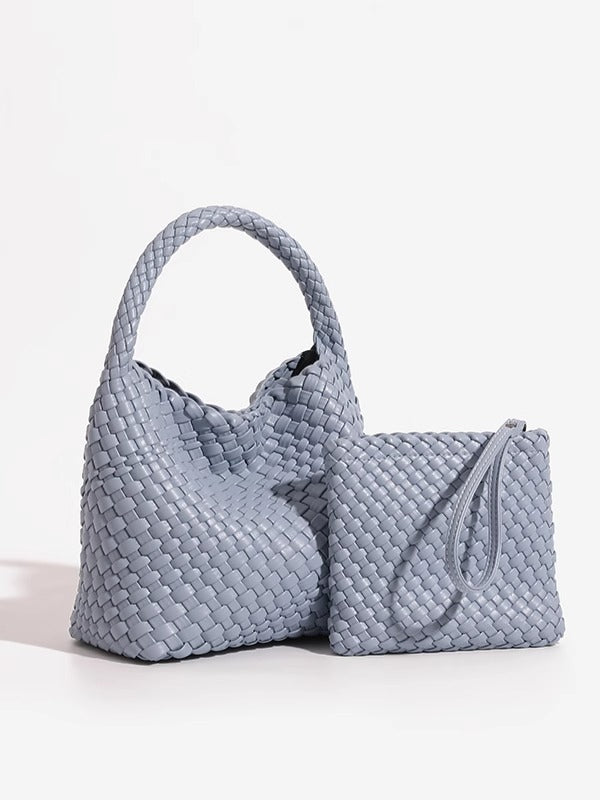 Sac fourre-tout bandoulière en cuir PU tissé