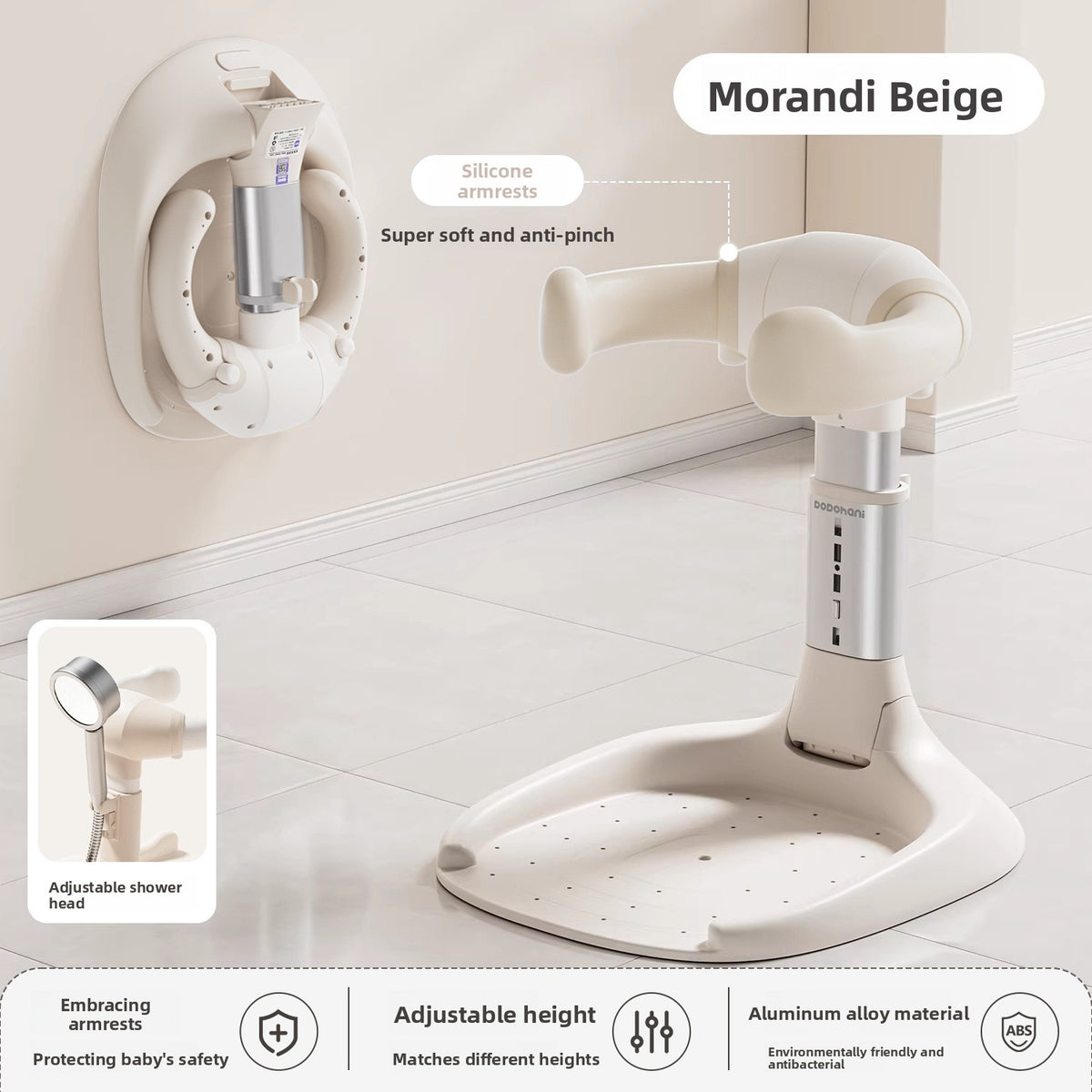 Étagère de bain pliable pour bébé avec base antidérapante