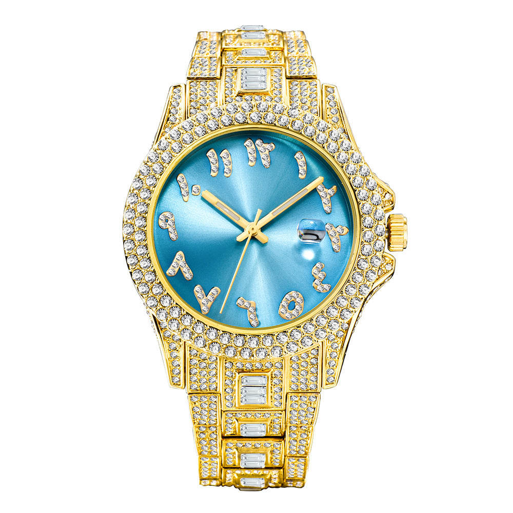 Montre à quartz pour hommes avec accents en diamant