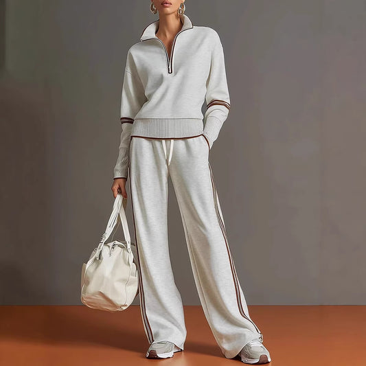 Ensemble de survêtement pour femmes à pantalon large avec cordon de tirage