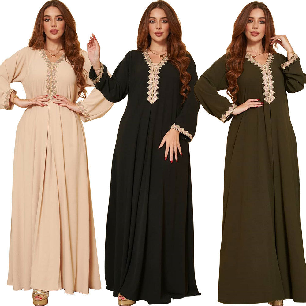 Robe à grand volant de style ethnique européen et américain en dentelle tendance