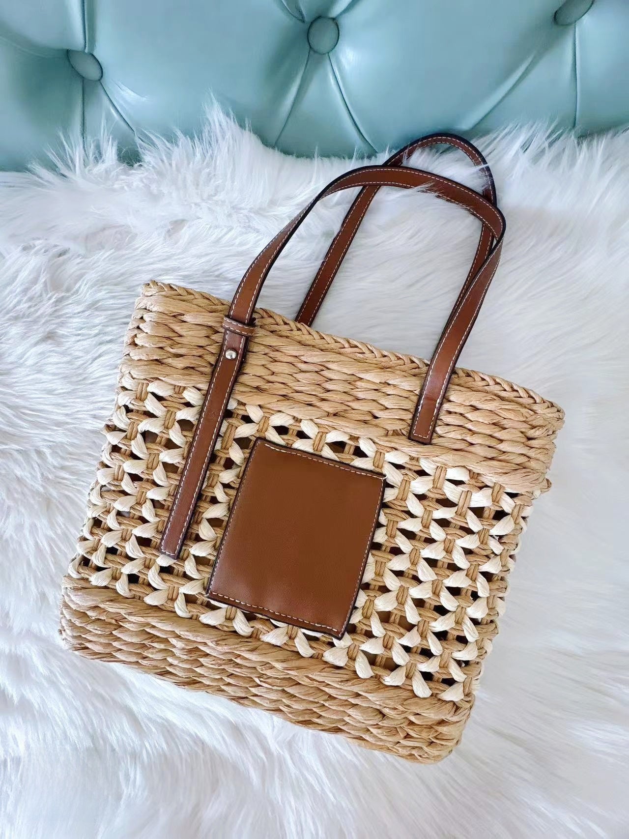 Sac bandoulière en paille tressée pour femme