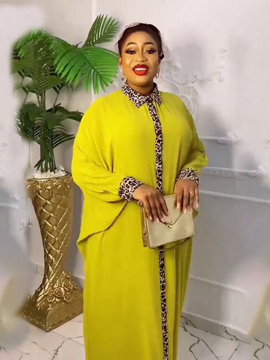 Robe ample à imprimé léopard et strass