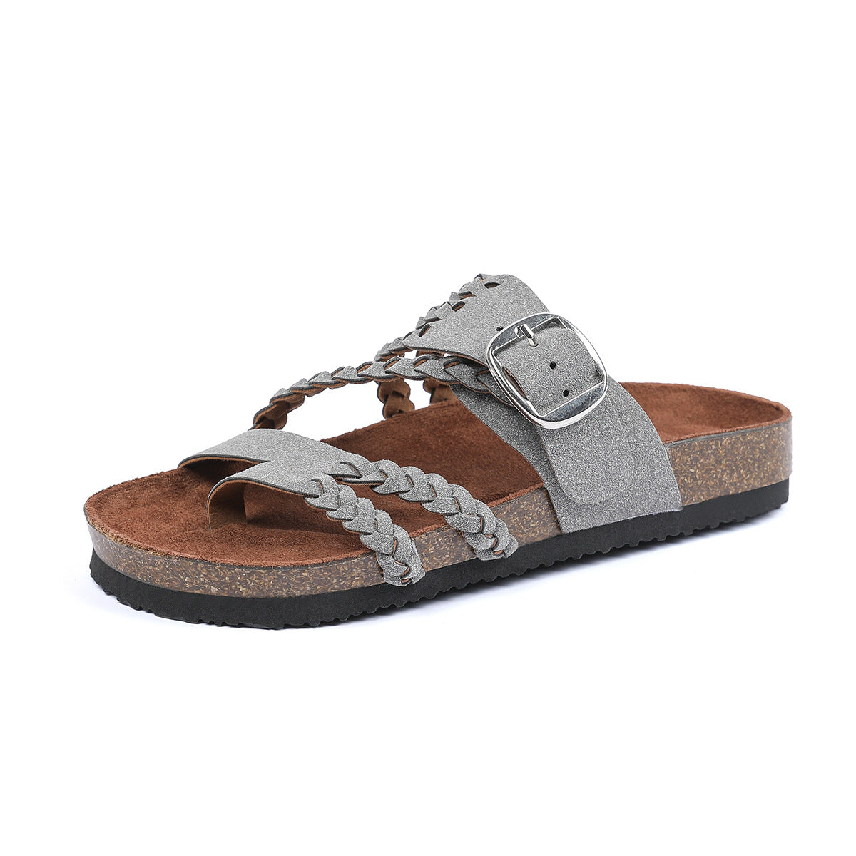 Sandales tissées à boucle réglable avec semelles en daim