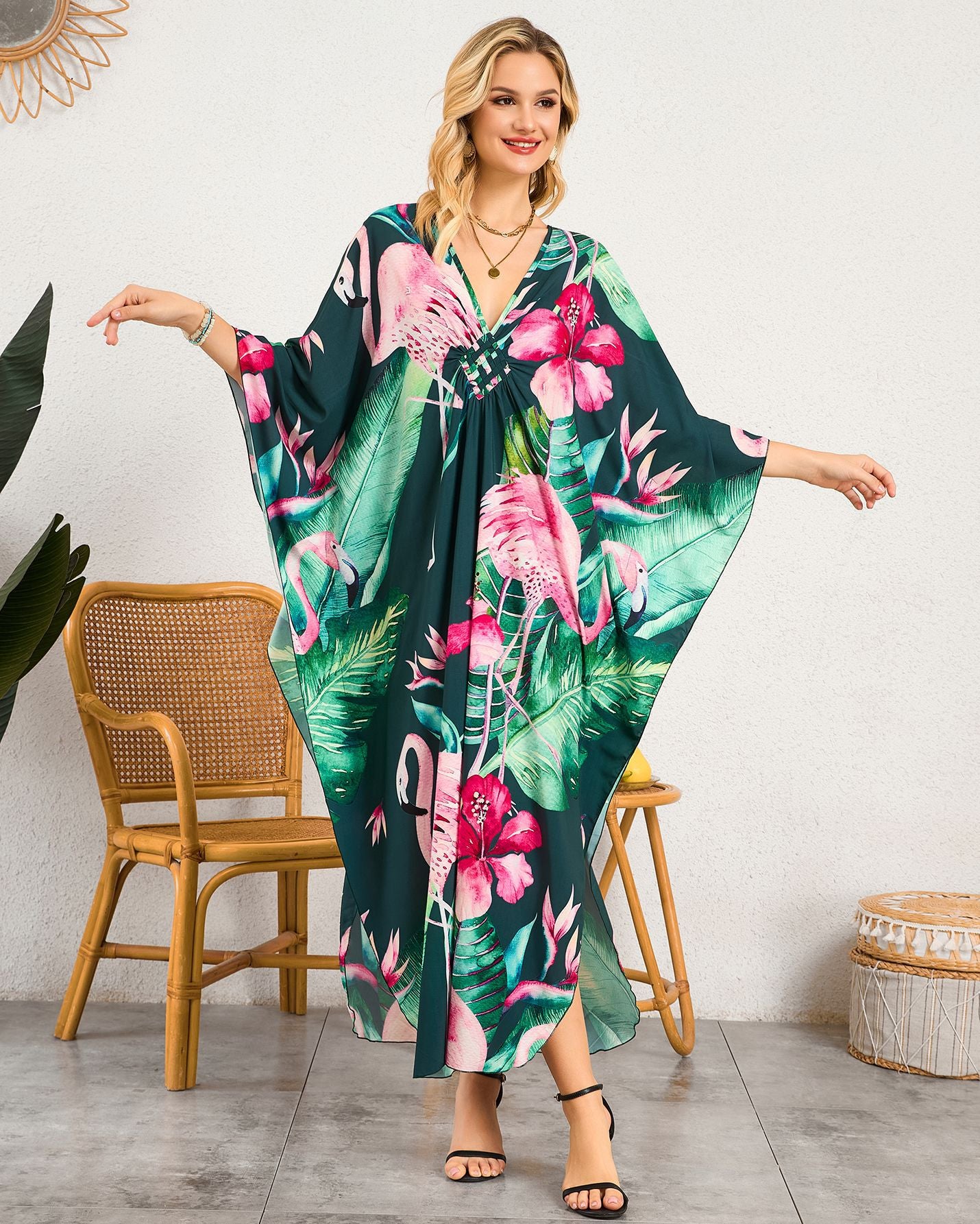 Robe de plage à encolure en V tissée