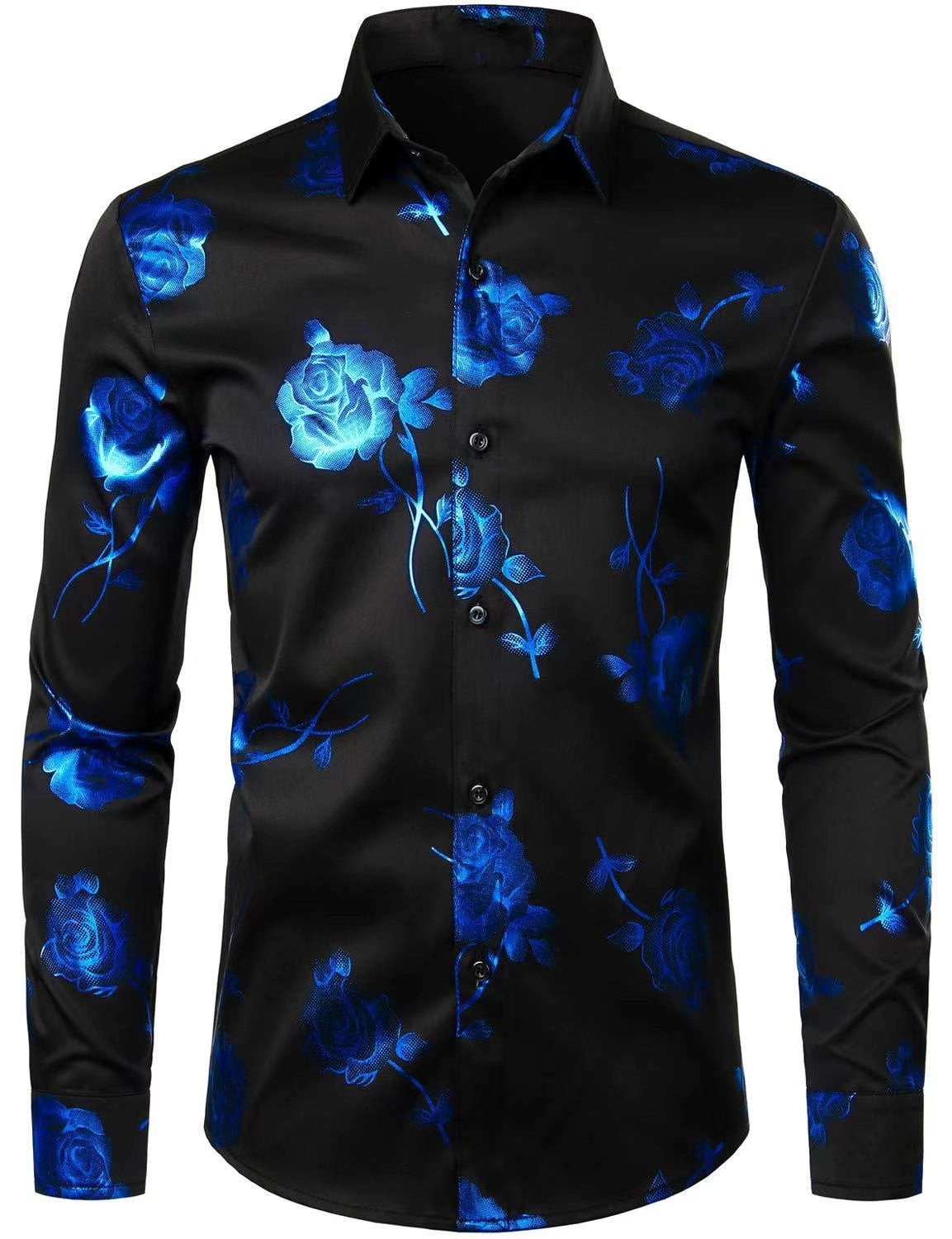 Chemise à manches longues pour homme à imprimé floral