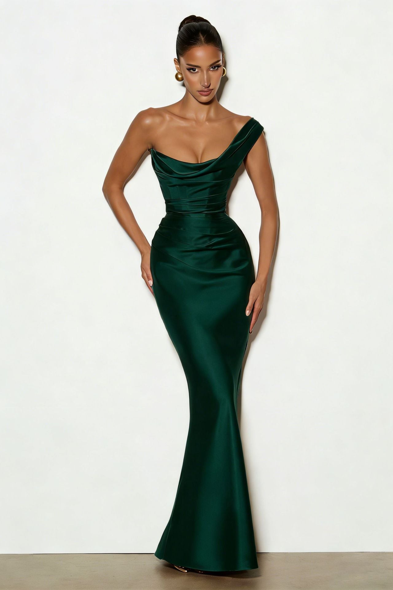 Robe de soirée sans manches à une épaule