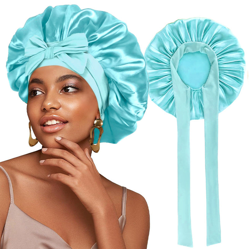 Bonnet de nuit en satin avec ruban élastique