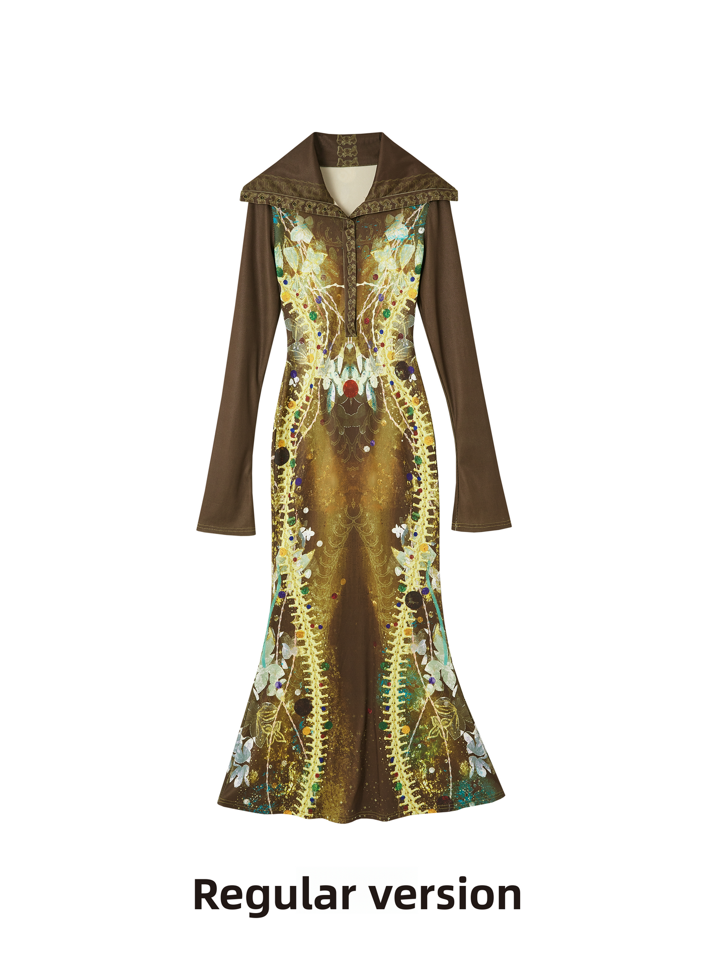 Robe queue de poisson tricotée imprimée