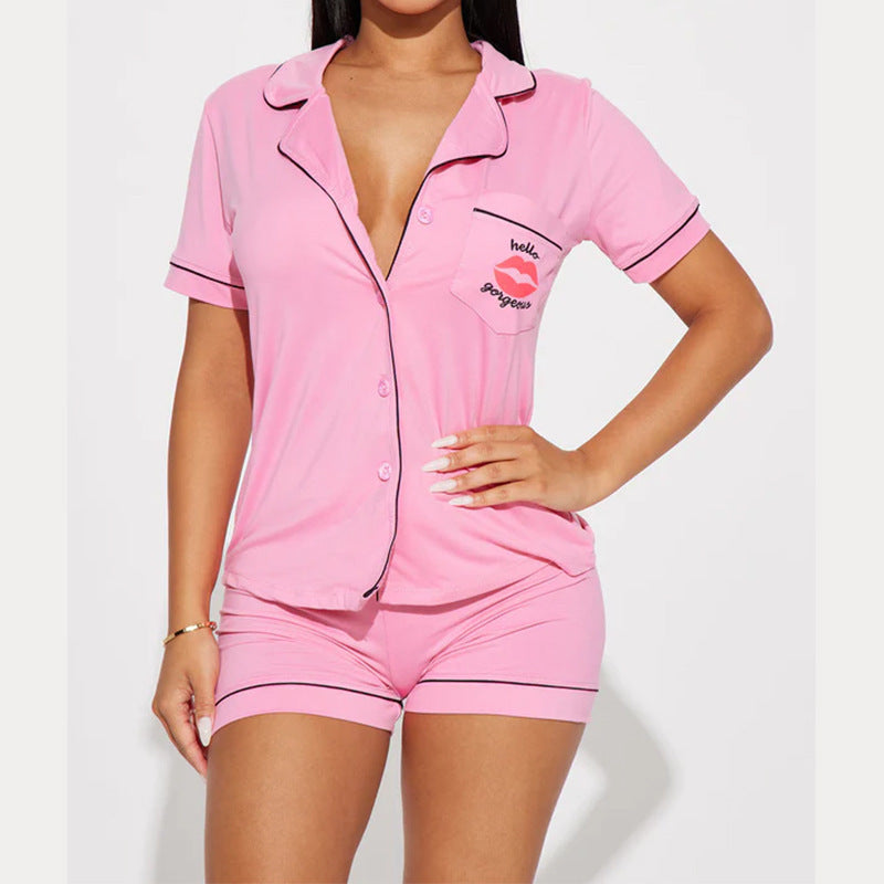 Ensemble pyjama décontracté pour femmes à manches courtes