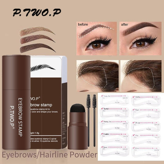 Kit de tampon de poudre à sourcils avec pinceau et crayon