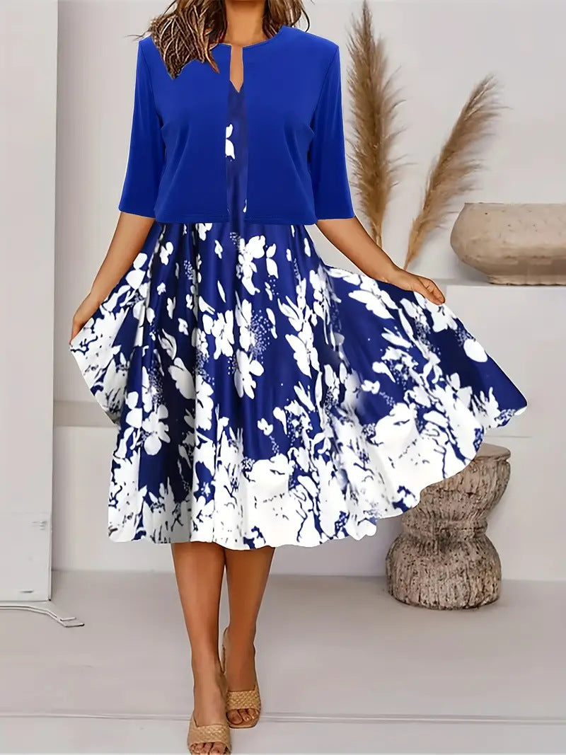Ensemble de robe deux-pièces pour femmes à imprimé floral