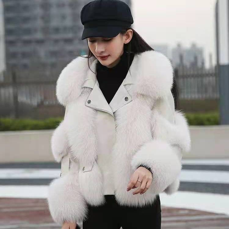 Manteau d'hiver pour femme en fausse fourrure et similicuir, avec rembourrage en coton et col à revers, chaud et confortable