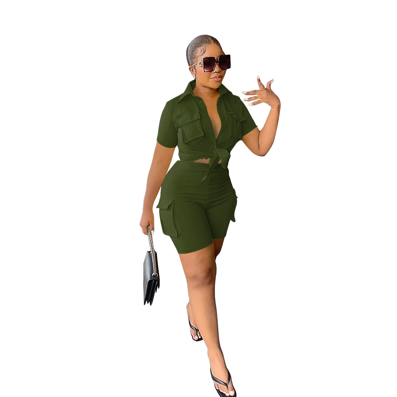 Women's Short Sleeve Shirt and Shorts Set