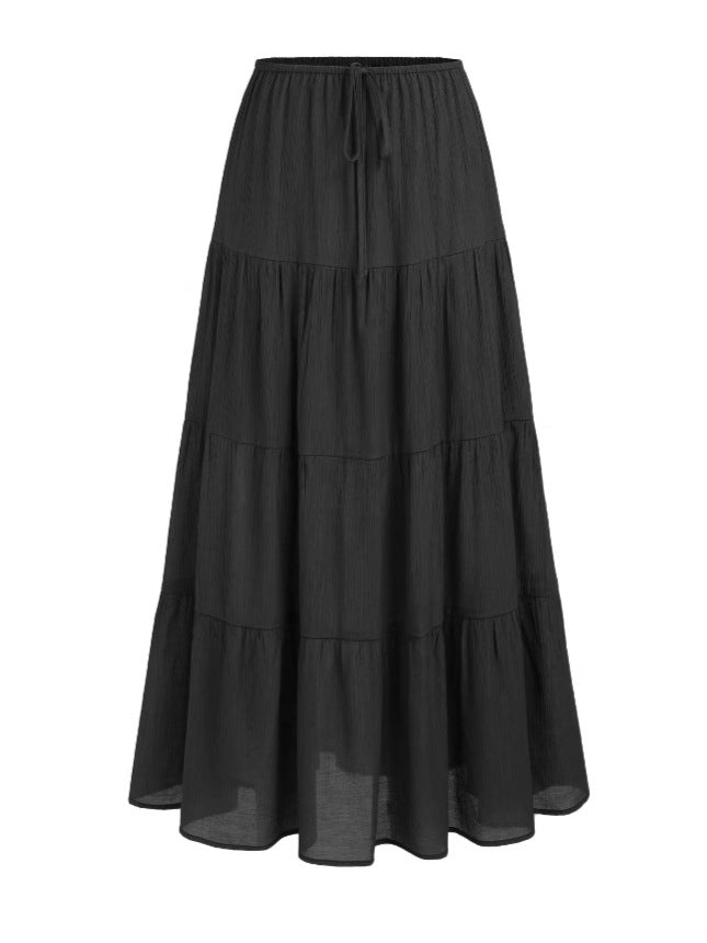 Jupe longue taille haute pour femmes avec dos lacé