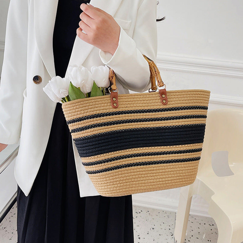 Sac cabas en paille tressée