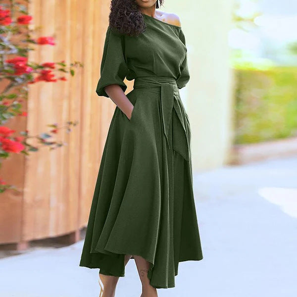 Robe unie asymétrique