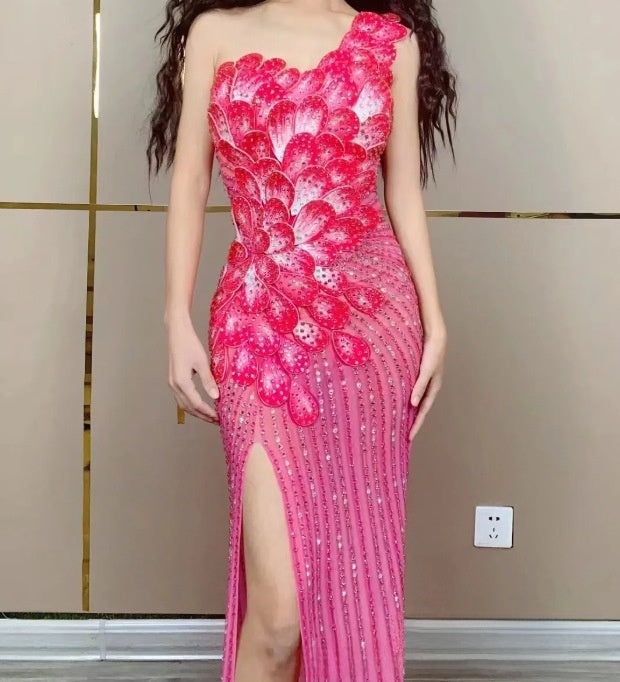 Robe de soirée en queue de poisson à une épaule