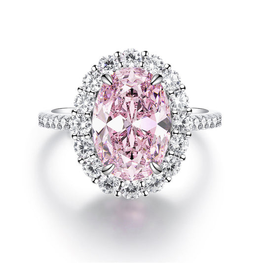 Bague en argent sterling en forme d'œuf avec diamant rose