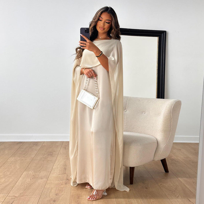 Robe en satin à taille haute pour femmes avec mesh