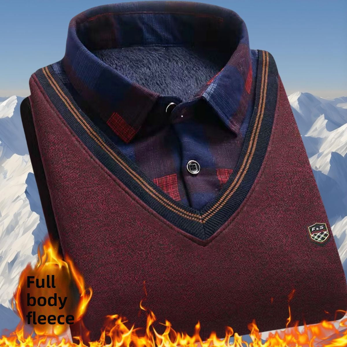 Pull polaire d'hiver en maille - faux deux pièces
