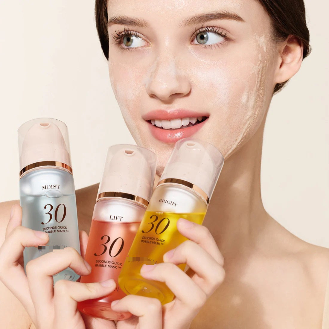 Mousse éclaircissante pour la peau, sans rinçage, en 30 secondes
