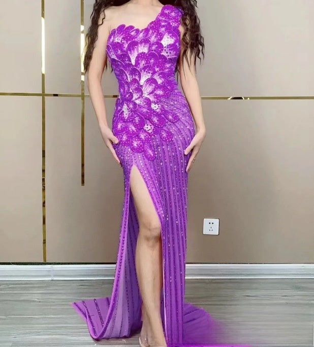 Robe de soirée en queue de poisson à une épaule