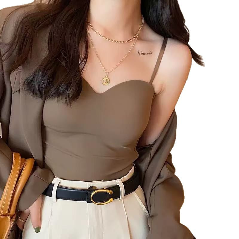 Débardeur bustier en soie glacée pour femme avec bonnets fixes