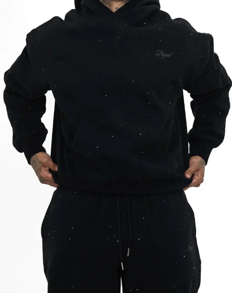 Ensemble sweat à capuche à strass étoilé