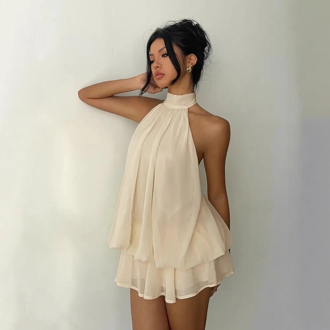 Robe femme à encolure américaine, taille haute, coupe A