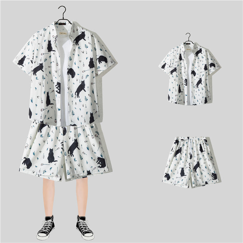 Habit :Ensemble chemise à manches courtes à fleurs