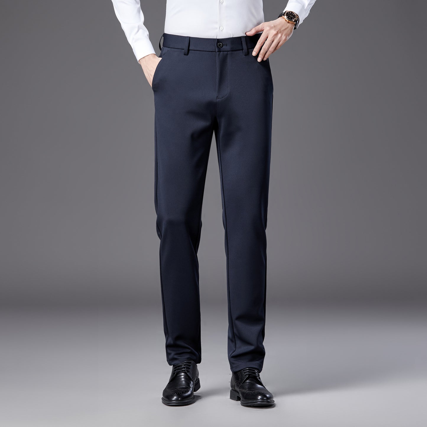 Pantalon droit pour homme, style business casual