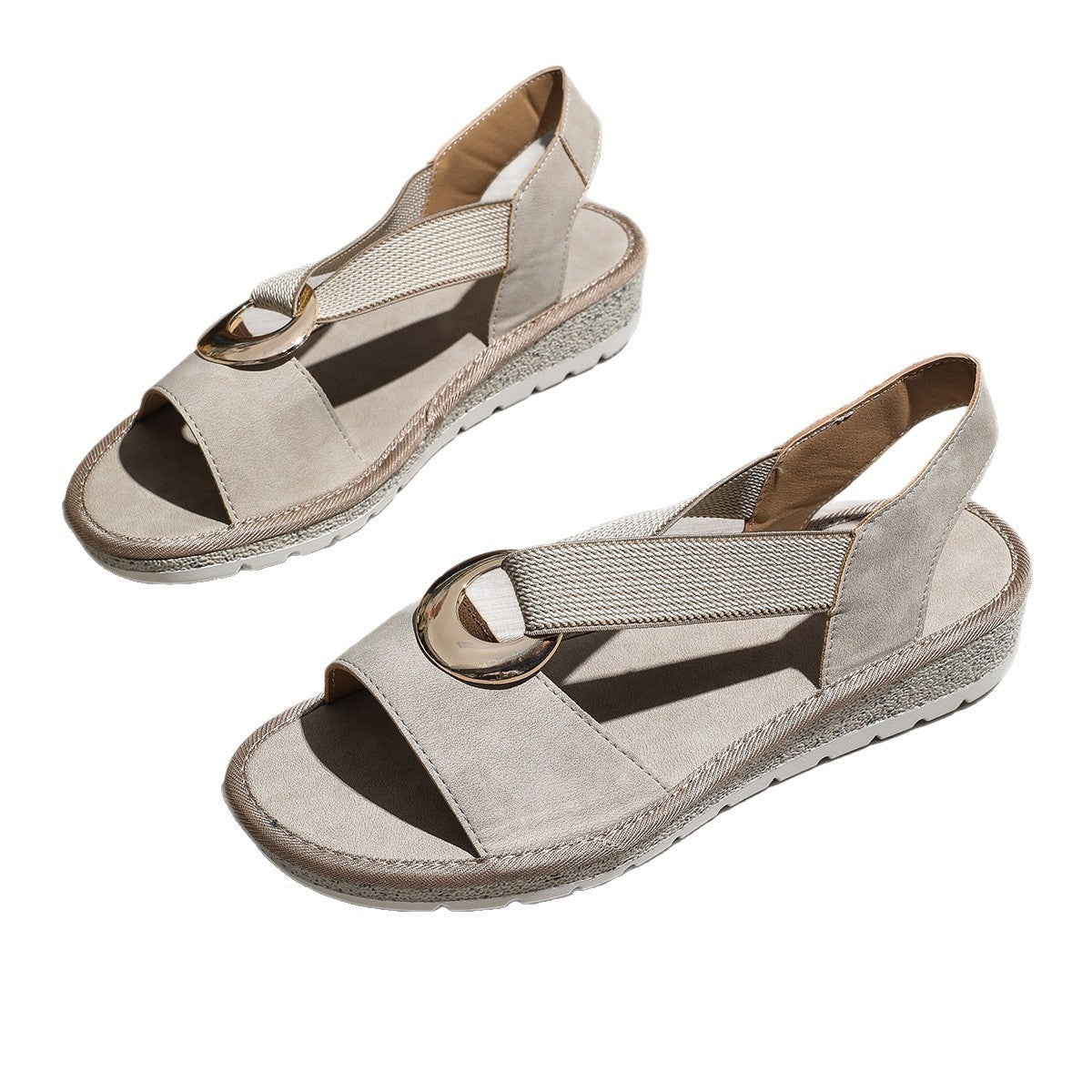 Sandales compensées pour femmes avec boucle en métal