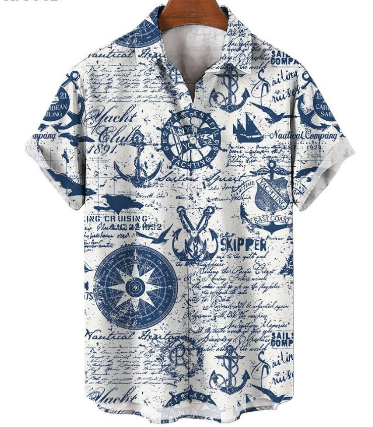 Chemise vintage pour homme à manches courtes