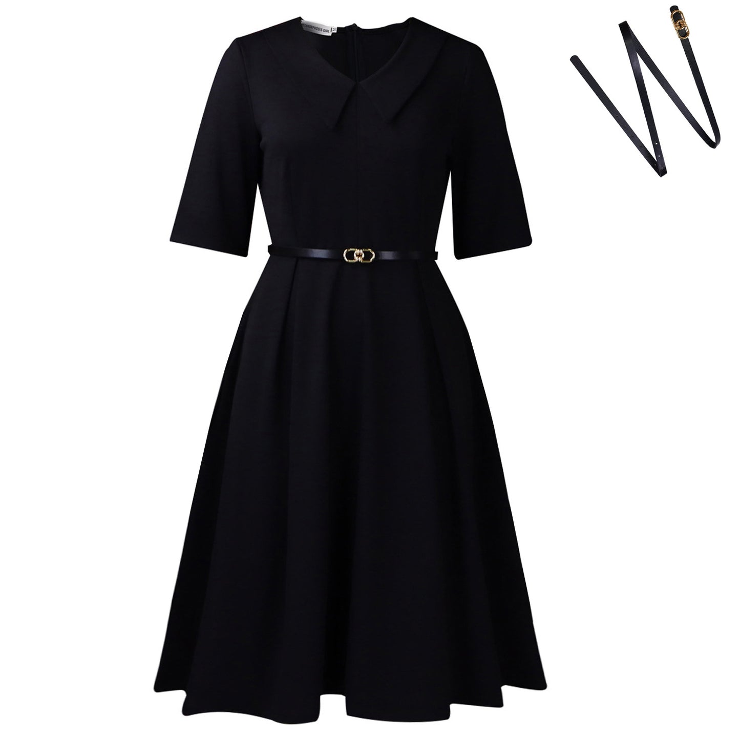 Habit :Robe élégante trapèze pour femme avec ceinture