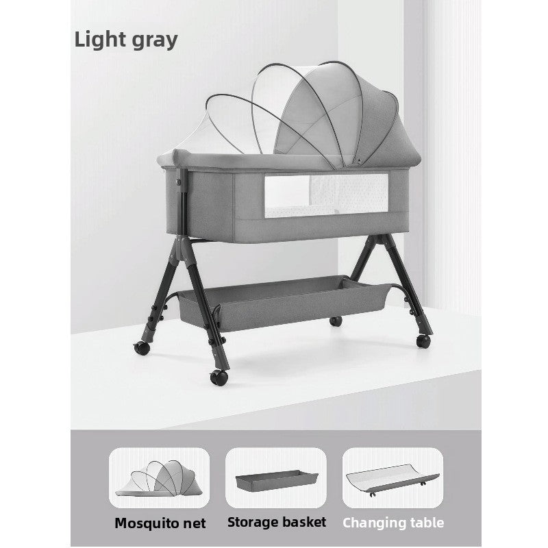 Adjustable Height Portable Baby Crib with Mosquito Net