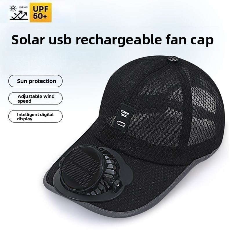Casquette de baseball à ventilateur solaire avec maille respirante