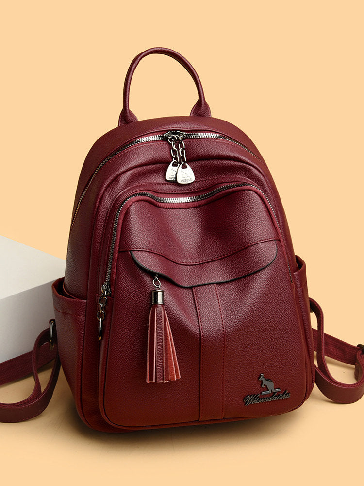 Sac à dos en cuir véritable pour femme