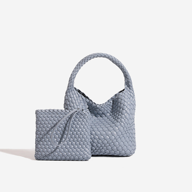Sac fourre-tout bandoulière en cuir PU tissé