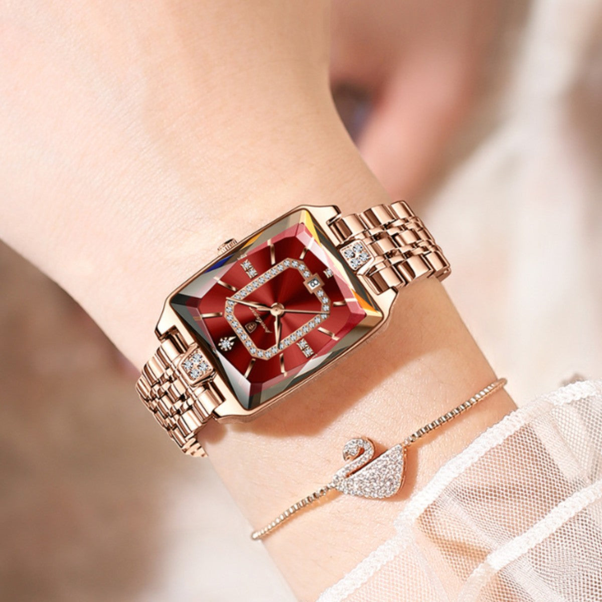 Montre carrée en quartz pour femmes