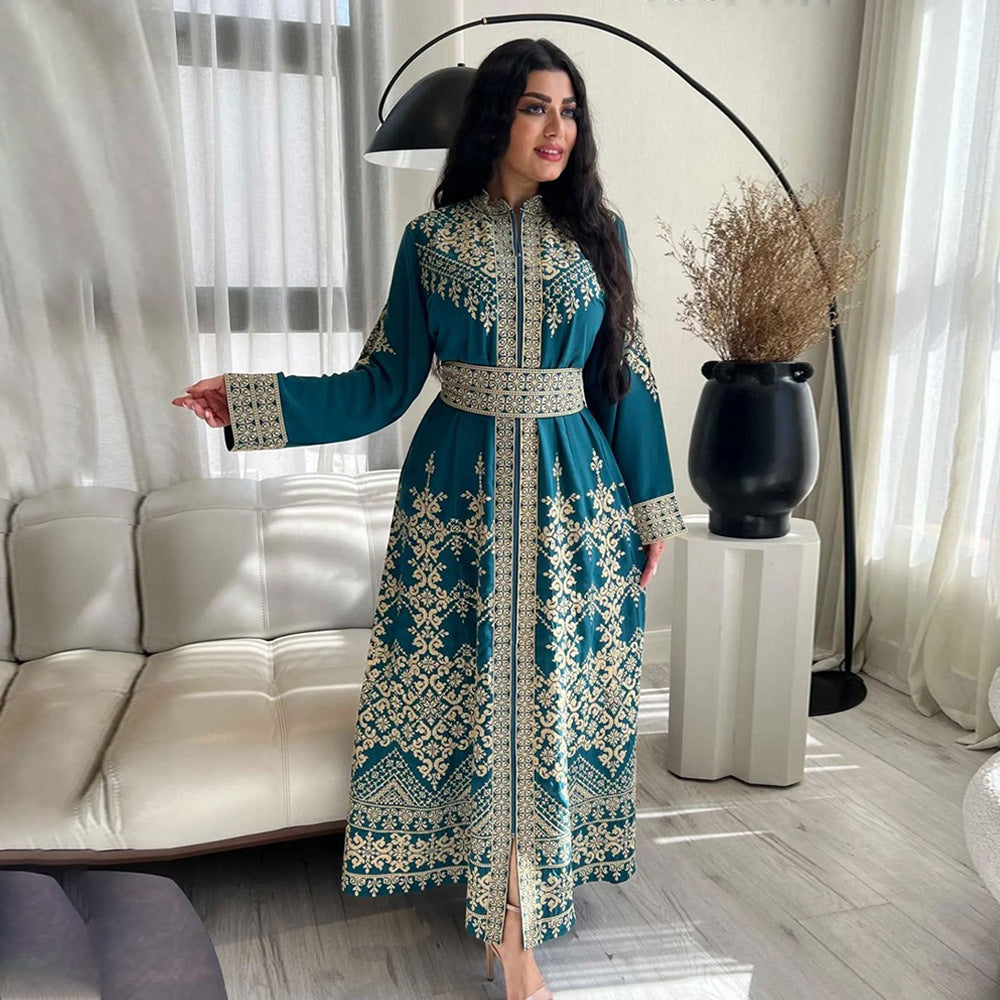 Robe longue zippée à imprimé ethnique