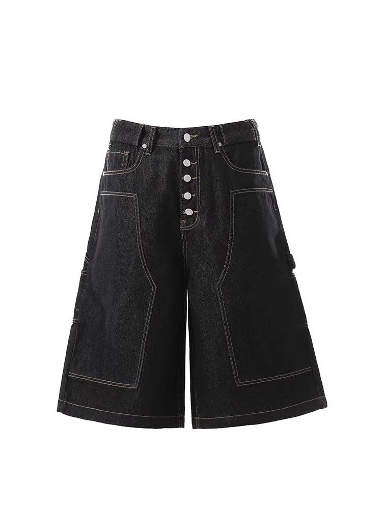 Pantalon en jean rétro court à jambes larges