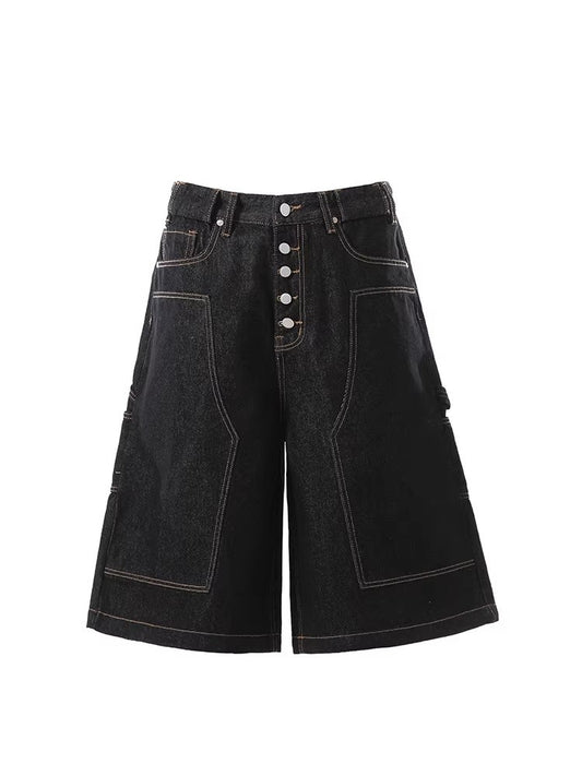 Pantalon en jean rétro court à jambes larges