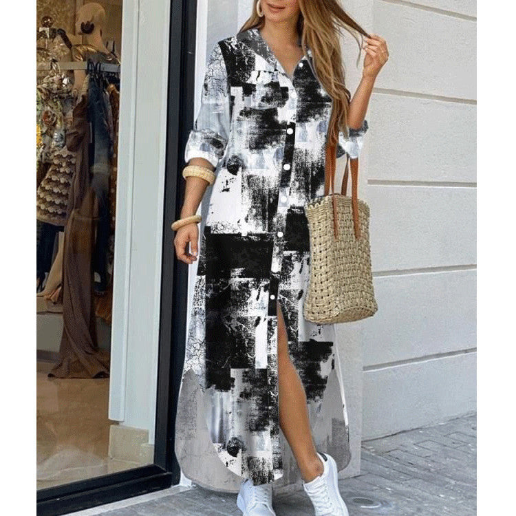 Robe longue à motif floral