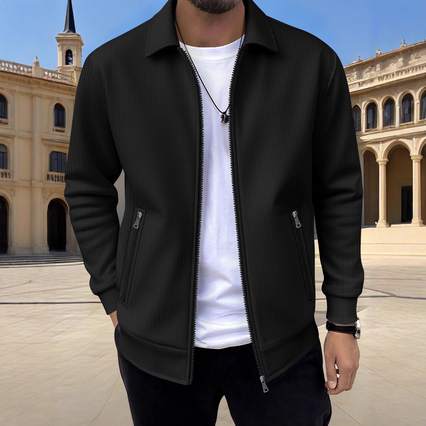 Veste décontractée pour homme avec fermeture éclair