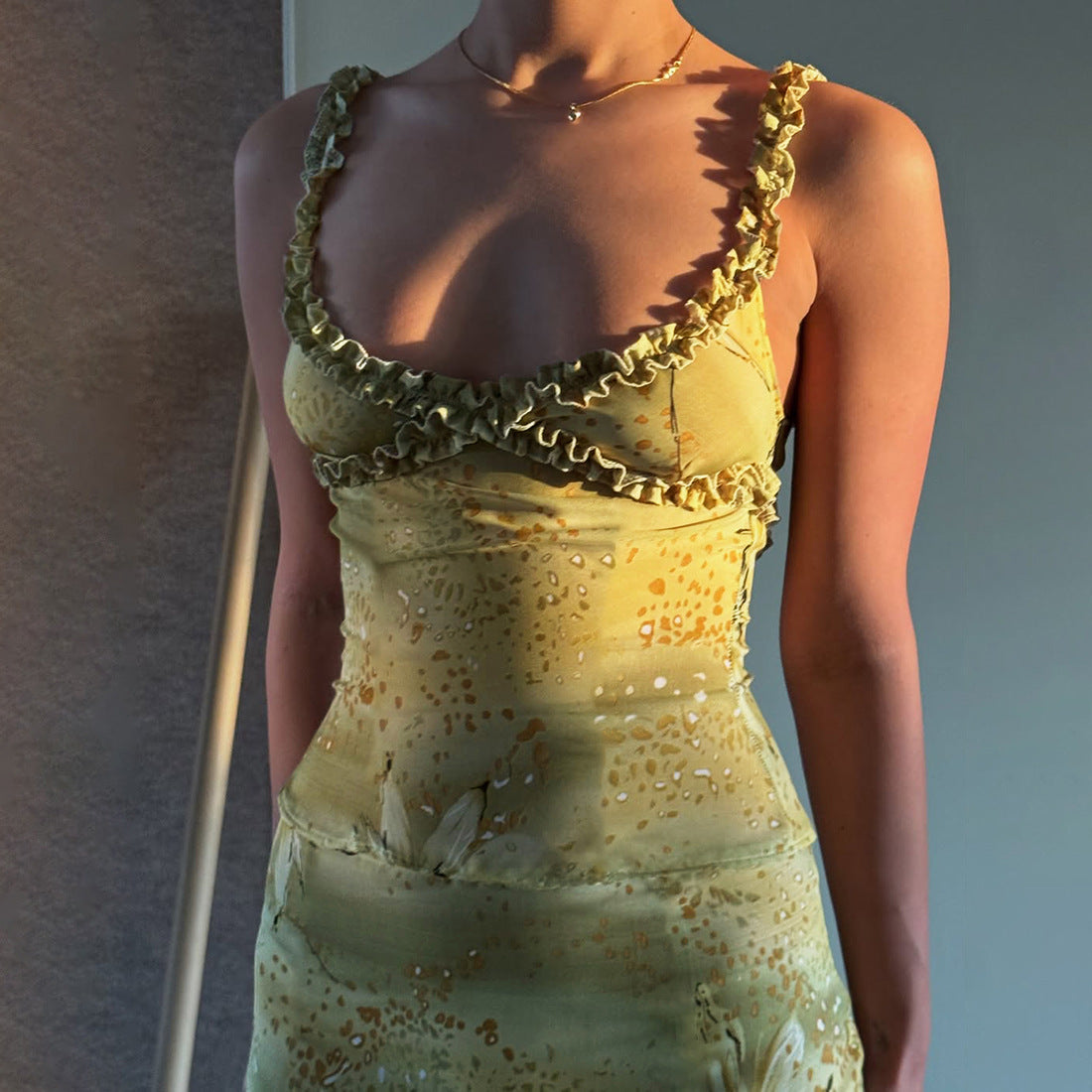 Ensemble de robe à imprimé floral pour femmes avec col en V