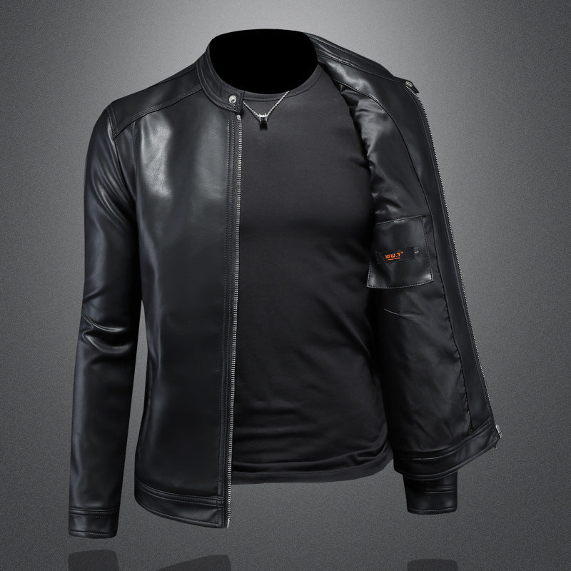 Mens PU Leather Motorcycle Jacket