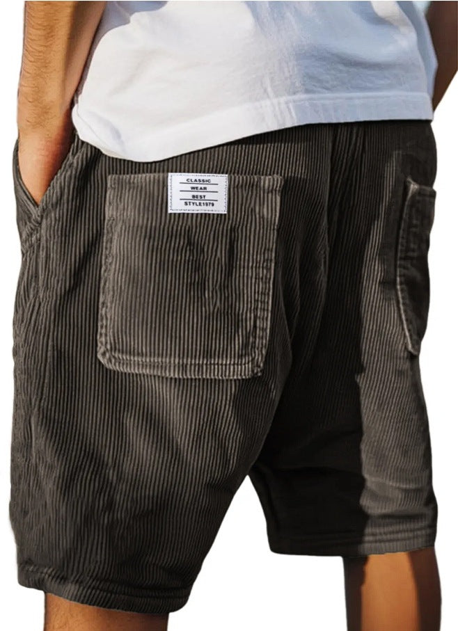Shorts en velours côtelé vintage pour hommes avec plusieurs poches